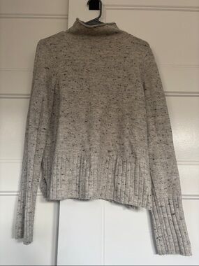 Madewell Heathered Light Gray Speckle Turtleneck Sweater